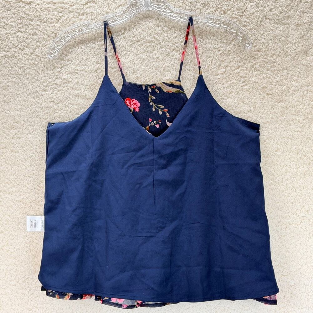 Patrons Of Peace Floral Print Peplum Camisole Top Size Small Lined Ruffle Sheer - Picture 3 of 11